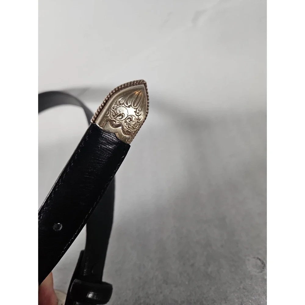 DAN POST LIZARD PRINT GENUINE LEATHER BELT SIZE (34) AND DEMOTT/ATON BUCKLE